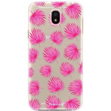 FOONCASE Samsung Galaxy J5 2017 hoesje TPU Soft Case - Back Cover - Pink leaves / Roze bladeren