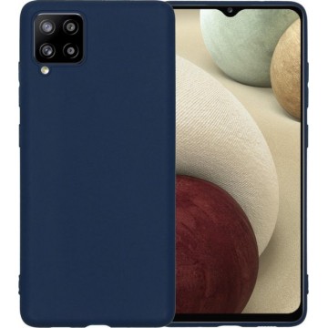 Samsung A12 Hoesje Back Cover Siliconen Case Hoes - Donker Blauw