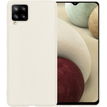 Samsung A12 Hoesje Back Cover Siliconen Case Hoes - Wit