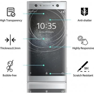 DrPhone Sony XA2 ULTRA Glas - Glazen Screen protector - Tempered Glass 2.5D 9H (0.26mm)