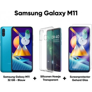 Samsung Galaxy M11 - 32GB - Blauw + Transparant Hoesje + Screenprotector
