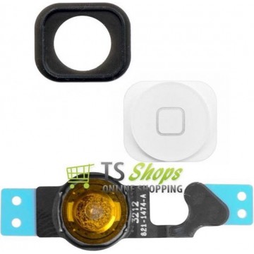 Home Button & Gasket White/wit + Flex Cable voor Apple iPhone 5