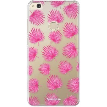 FOONCASE Huawei P8 Lite 2017 hoesje TPU Soft Case - Back Cover - Pink leaves / Roze bladeren