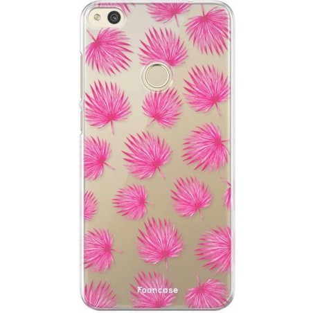 FOONCASE Huawei P8 Lite 2017 hoesje TPU Soft Case - Back Cover - Pink leaves / Roze bladeren