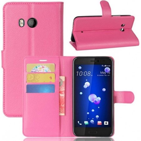 Elite leer bookstyle case voor HTC U11 Eyes - Roze