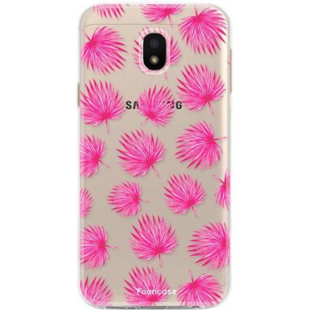 FOONCASE Samsung Galaxy J3 2017 hoesje TPU Soft Case - Back Cover - Pink leaves / Roze bladeren