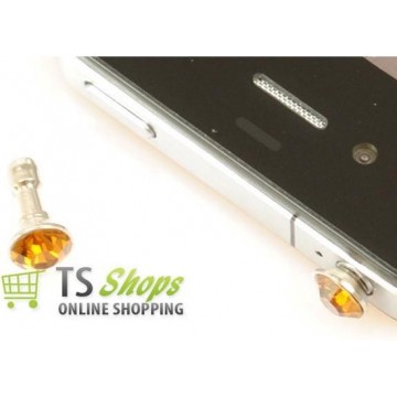 Diamond Bling Earphone Jack anti dust plug Gold voor Apple iPad iPhone iPod