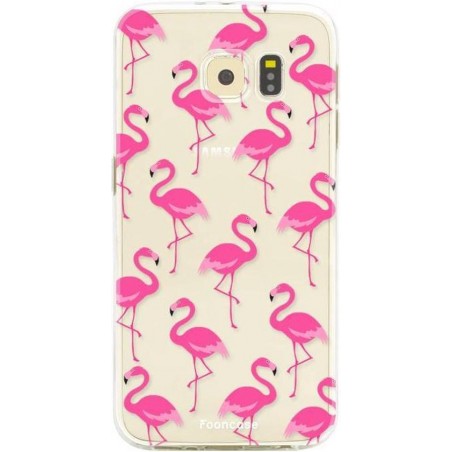 FOONCASE Samsung Galaxy S6 Edge hoesje TPU Soft Case - Back Cover - Flamingo