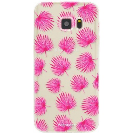 FOONCASE Samsung Galaxy S7 hoesje TPU Soft Case - Back Cover - Pink leaves / Roze bladeren