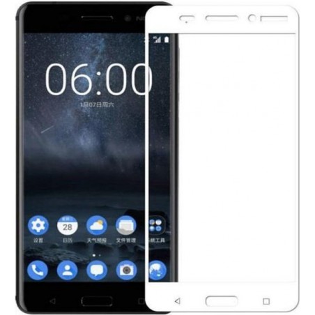 Nokia 7 - Full Cover Screenprotector - Gehard Glas - Wit