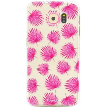 FOONCASE Samsung Galaxy S6 Edge hoesje TPU Soft Case - Back Cover - Pink leaves / Roze bladeren