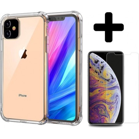 iPhone 11 Hoesje Shock Cover Case En Screenprotector Tempered Glass