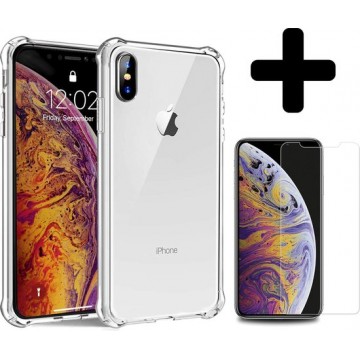 iPhone Xs Max Hoesje Shock Cover Case En Screenprotector Tempered Glas