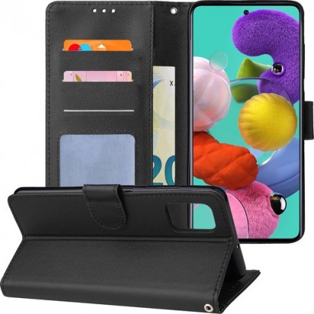 Samsung Galaxy A51 Hoesje Book Case Flip Hoes Wallet Cover - Zwart