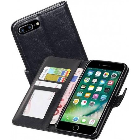 Apple iPhone 7 Plus / 8 Plus Portemonnee Hoesje Booktype Wallet Case Zwart