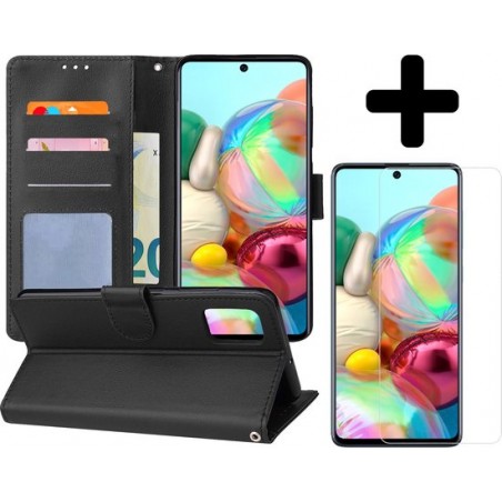 Samsung Galaxy A71 Hoesje Book Case Hoes Zwart Met Screenprotector