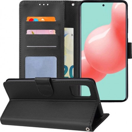 Samsung Galaxy A51 Hoesje Book Case Cover Lederlook Flip Hoes - Zwart