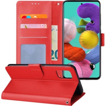 Samsung Galaxy A51 Hoesje Book Case Flip Hoes Wallet Cover - Rood