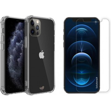 Combi iPhone 12 Hoesje - 2x - screenprotector iphone 12 - iPhone 12 screenprotector glas - iPhone 12 hoesje transparant