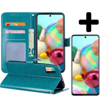 Samsung Galaxy A71 Hoesje Book Case Turquoise Met Screenprotector