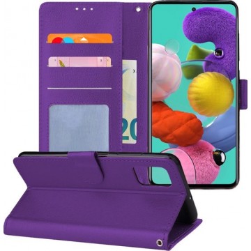 Samsung Galaxy A51 Hoesje Book Case Flip Hoes Wallet Cover - Paars