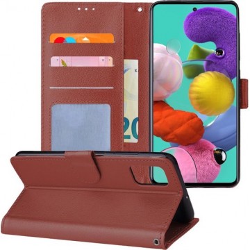 Samsung Galaxy A51 Hoesje Book Case Flip Hoes Wallet Cover - Bruin