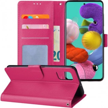 Samsung Galaxy A51 Hoesje Book Case Hoes Wallet Cover - Donker Roze