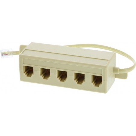 Nedis RJ11 (m) - 5x RJ11 (v) telefoon splitter / ivoor - 0,20 meter