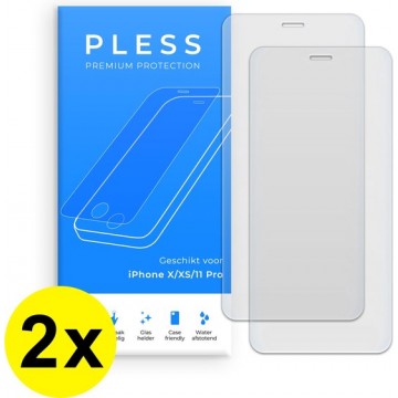 2x Screenprotector iPhone X, iPhone XS en iPhone 11 Pro - Beschermglas Tempered Glass Cover - Pless®