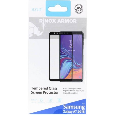 Azuri screenprotector flat tempered glass RINOX ARMOR - Voor Samsung Galaxy A7 (2018) - Zwart