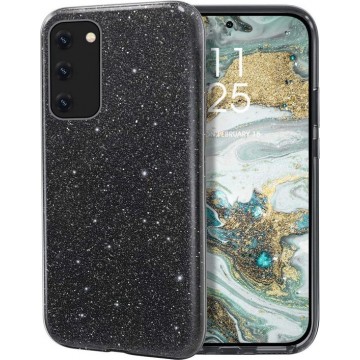 Samsung Galaxy S20 FE Hoesje Zwart - Glitter Back Cover