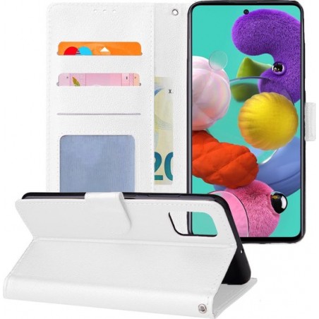 Samsung Galaxy A51 Hoesje Book Case Flip Hoes Wallet Cover - Wit