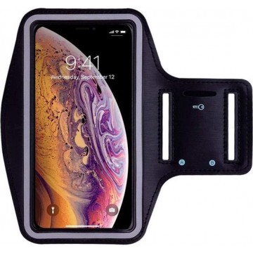 Sport / Hardloop Armband (ZWART) voor iPhone 12 Pro Max - Spatwaterdicht, Reflecterend, Neopreen, Comfortabel met Sleutelhouder