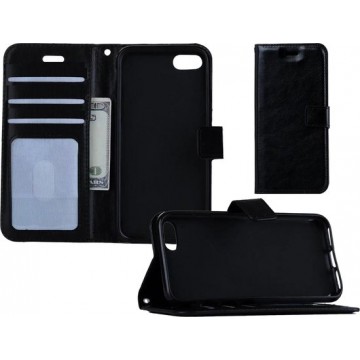 iPhone SE 2020 Hoesje Wallet Case Bookcase Hoes Lederen Look - Zwart