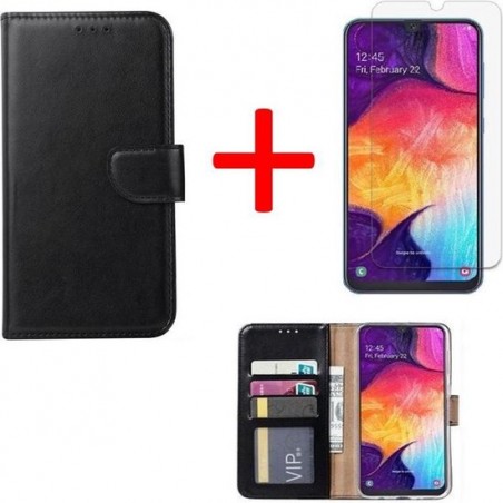 Samsung Galaxy Note 10 Lite hoesje book case Zwart + tempered glas screenprotector