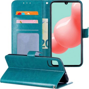 Samsung Galaxy A41 Hoesje Book Case Cover Lederlook Hoes - Turquoise