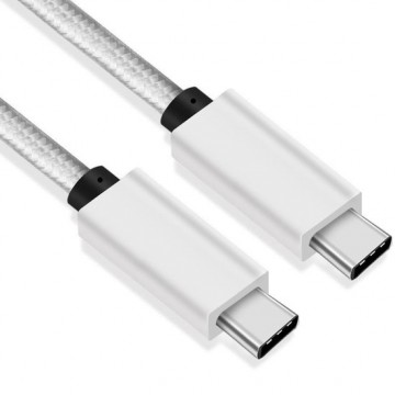USB C kabel | C naar C | Gen 2 | Nylon mantel | Wit | 1 meter | Allteq