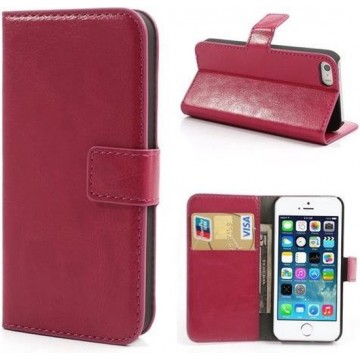 Cyclone cover wallet case hoesje iPhone 5 5S SE roze