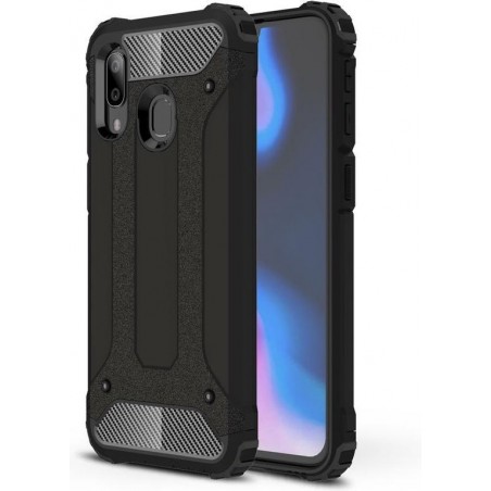 Samsung Galaxy A40 Hoesje - Armor Hybrid - Zwart