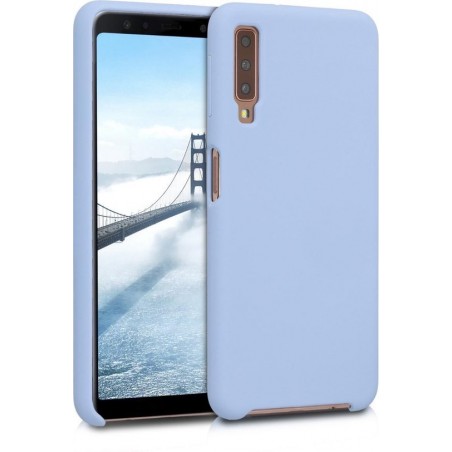 kwmobile hoesje compatibel met Samsung Galaxy A7 (2018) - beschermhoes met rubbercoating - mat lichtblauw