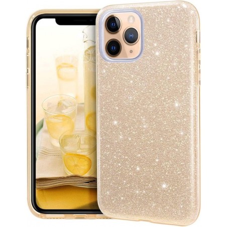 iPhone 11 Hoesje Glitters Siliconen TPU Case Goud - BlingBling Cover