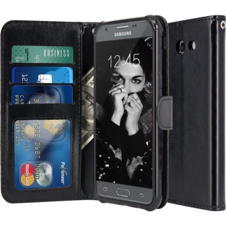 Samsung Galaxy J3 2017 - Book PU lederen Portemonnee hoesje Book case zwart