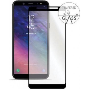 Samsung A6 Screenprotector - Gehard glas screen protector met plat zwart frame voor Samsung Galaxy A6