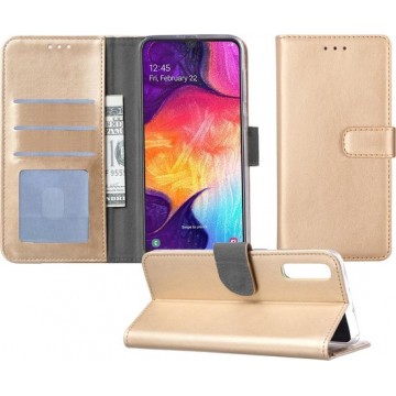 Samsung Galaxy A50 Hoesje Bookcase Flip Wallet Case Hoes - Goud