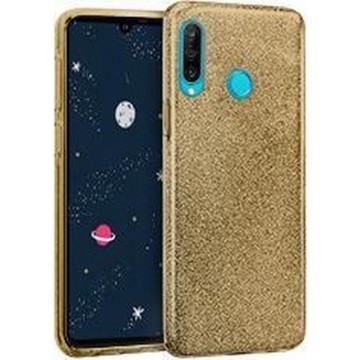 Huawei P30 Lite & P30 Lite (New Edition) Hoesje - Glitter Backcover - Goud