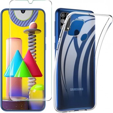 Samsung Galaxy M31  Hoesje - Soft TPU Siliconen Case & 2X Tempered Glas Combi - Transparant