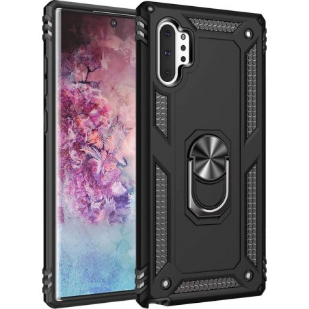 Samsung Galaxy Note 10 Plus Hoesje - Anti-Shock Hybrid Ring Armor zwart