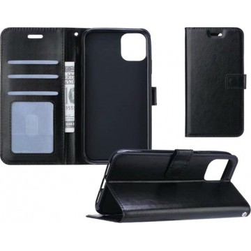 iPhone 11 Hoesje Wallet Case Bookcase Flip Hoes Lederen Look - Zwart