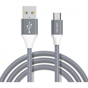 Ninzer® Micro USB data kabel / oplaadkabel 2 meter Universeel | Zilver