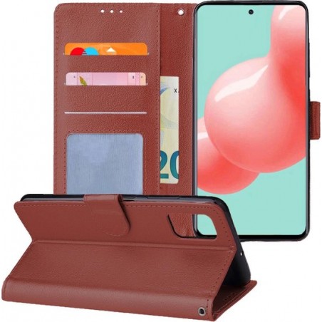 Samsung A51 Hoesje Book Case Cover Lederlook Flip Hoes - Bruin